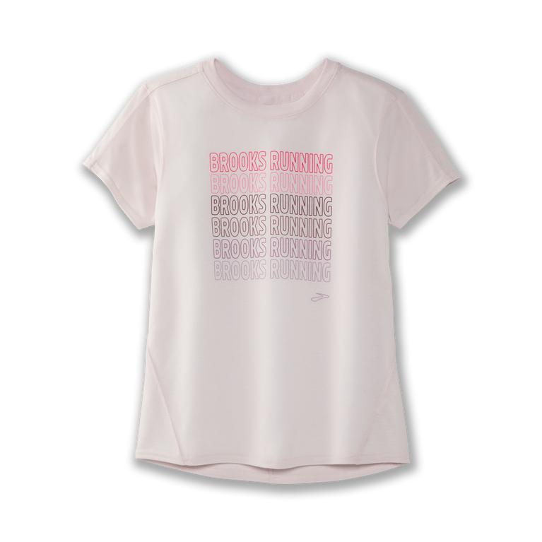 Brooks Distance Graphic tee Short Sleeve Running Shirt - Women's - Rosewater/Running (90314-QBMV)